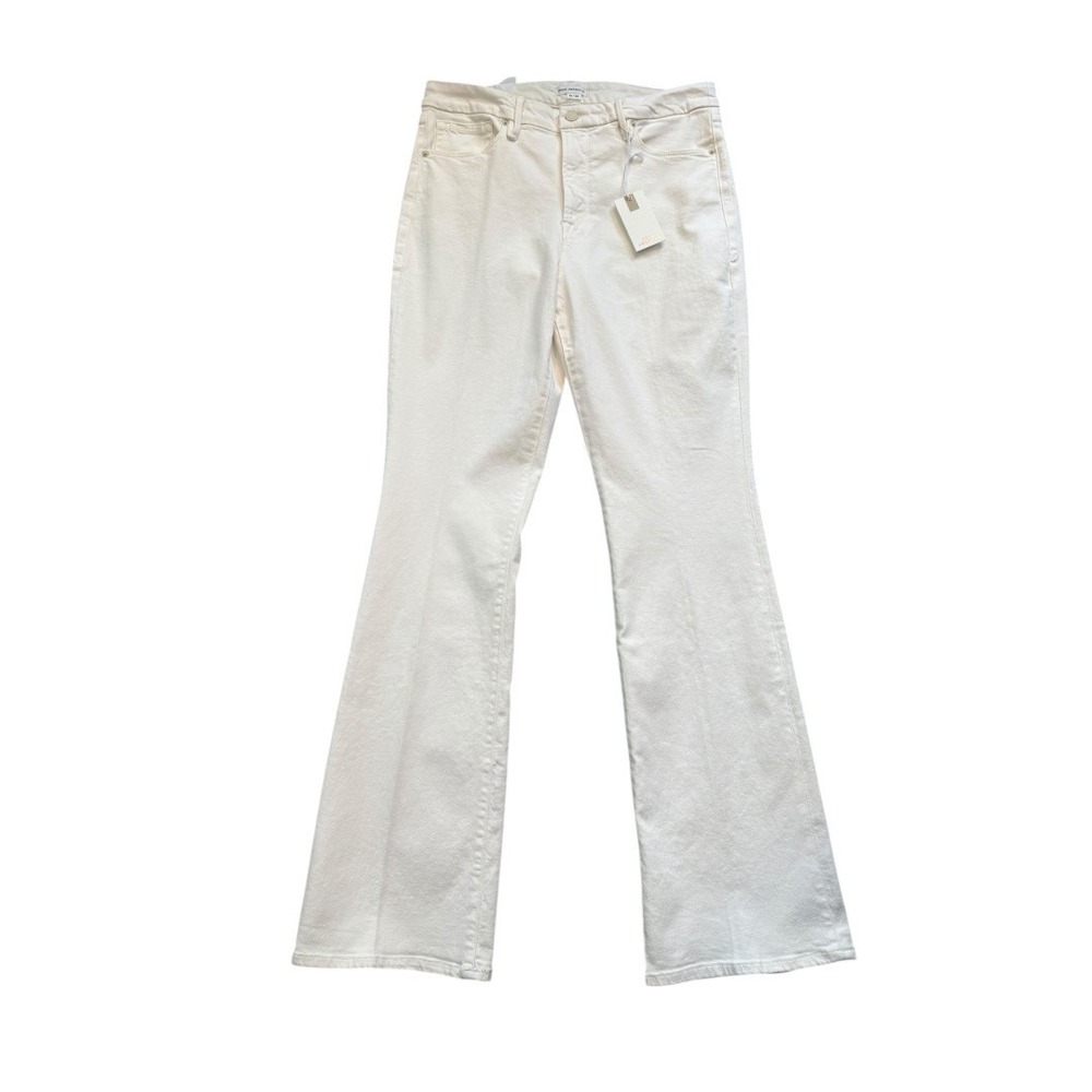 Good American Good Classic Slim Bootcut Jeans Cloud White High Rise Size 14 32